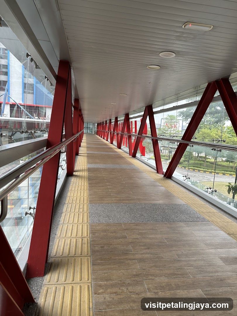 Elevated Walkway with Red Supports