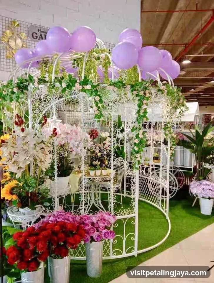 Flower Display with Gazebo and Balloons