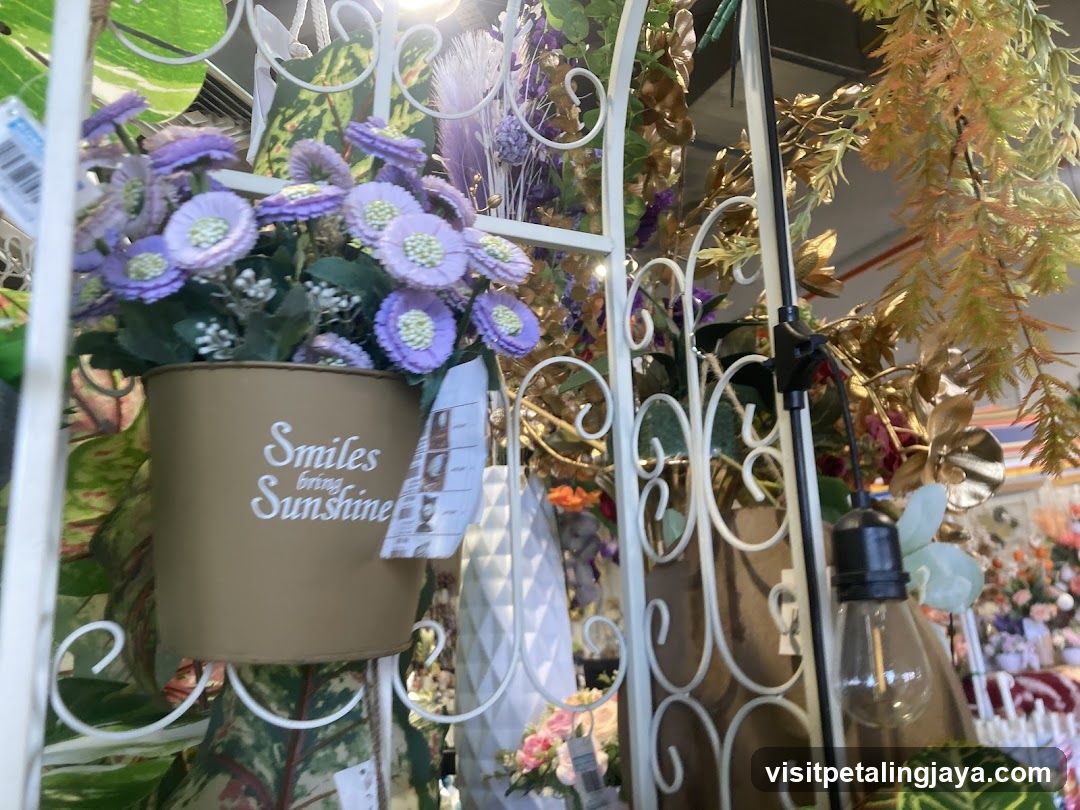 Decorative Display with Flowers and Lights