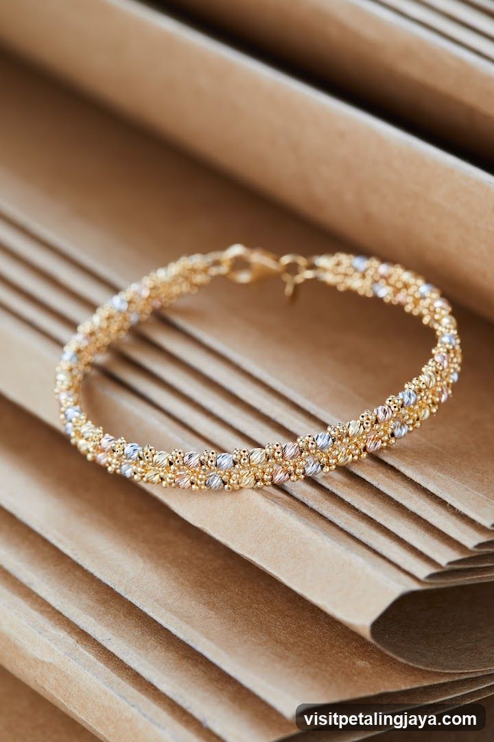 Gold and silver beaded bracelet