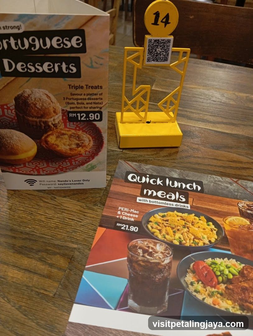 Table with Menu and QR Code Stand