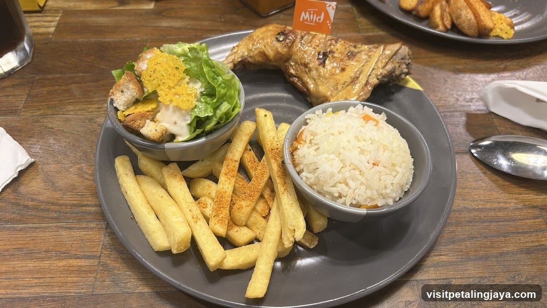 Grilled Chicken Meal with Fries and Salad