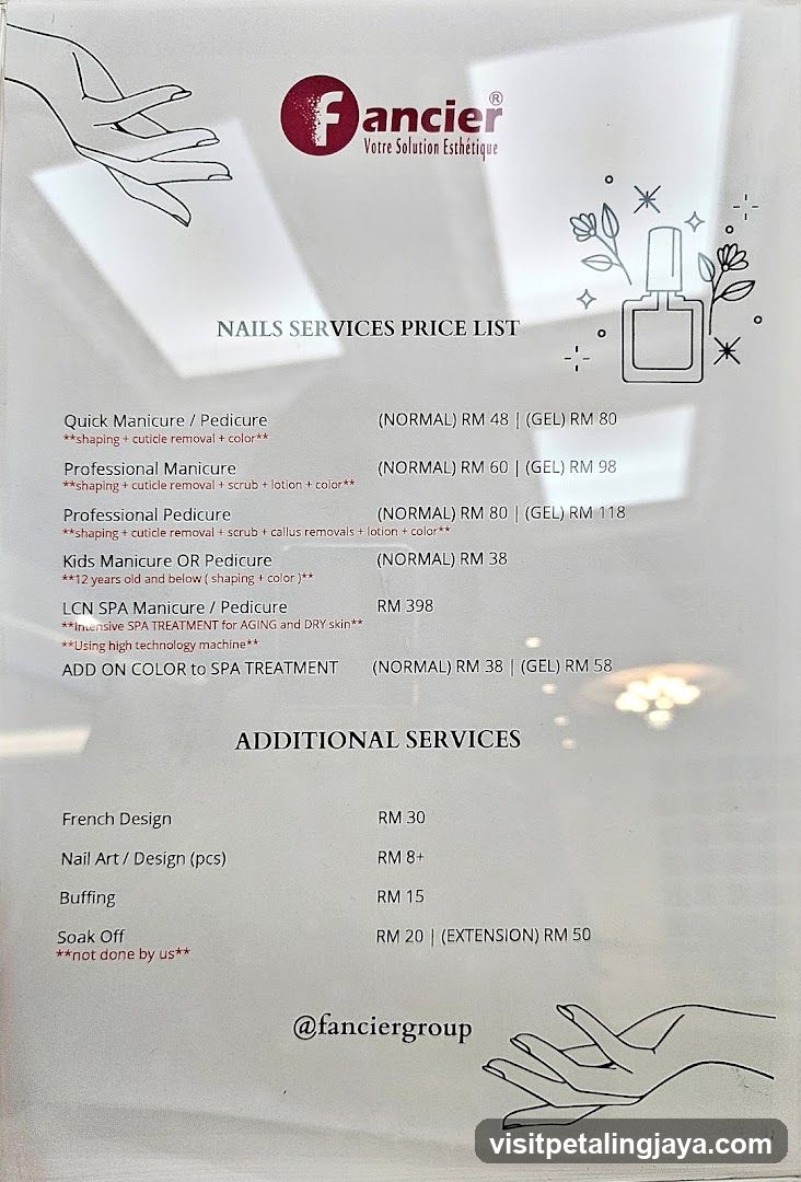 NAILS SERVICES PRICE LIST
