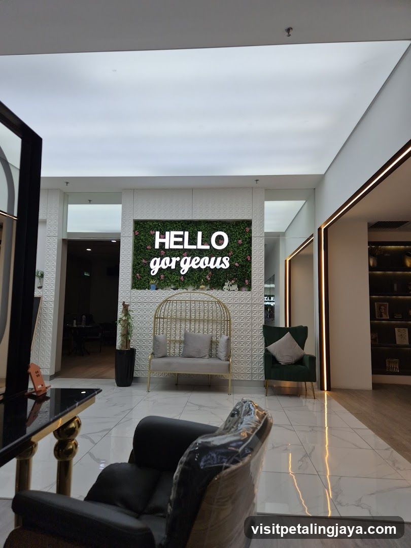 Salon Interior with "HELLO gorgeous" Sign