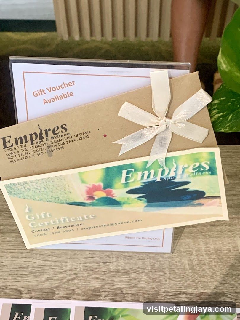 Empires Spa & Wellness Gift Voucher Display