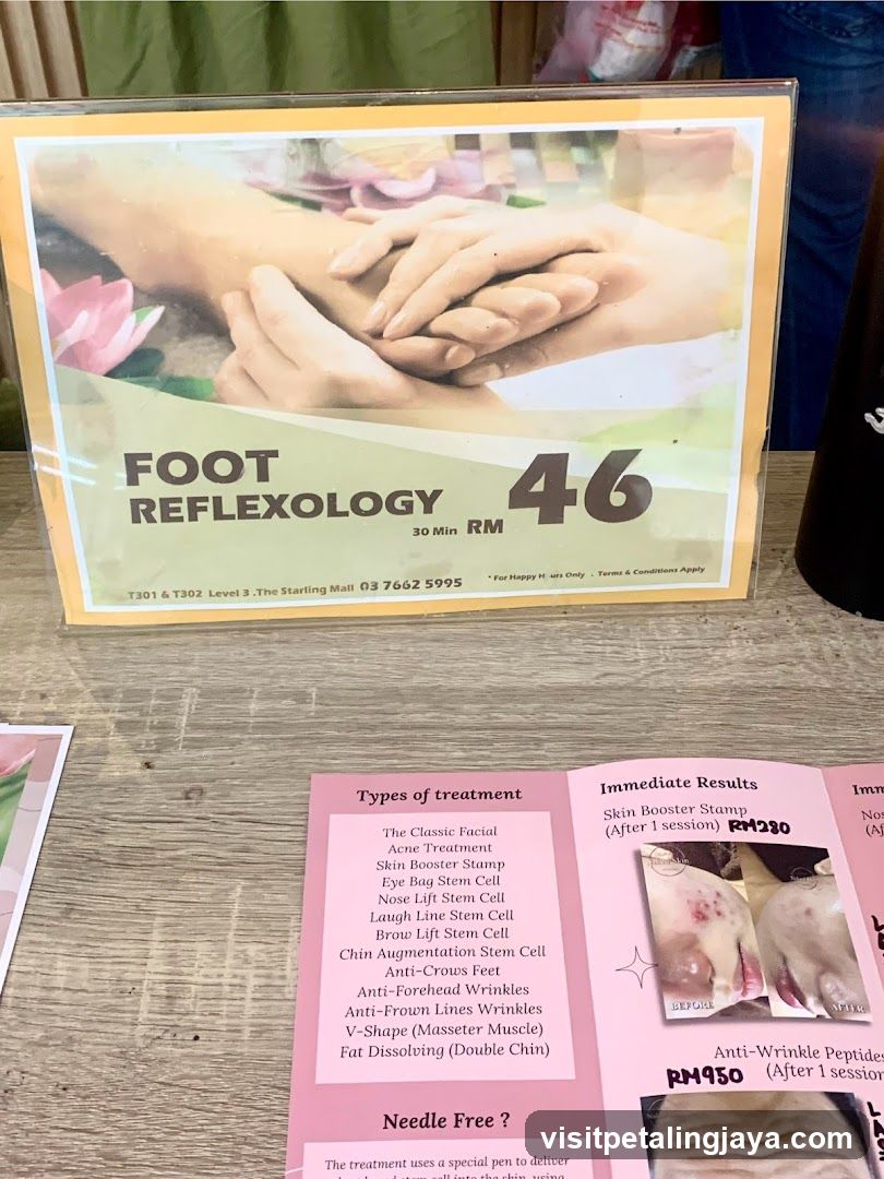 Foot Reflexology Price List and Treatment Menu