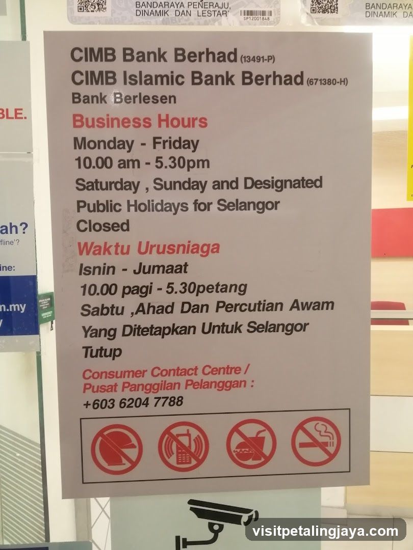 CIMB Bank Business Hours Sign