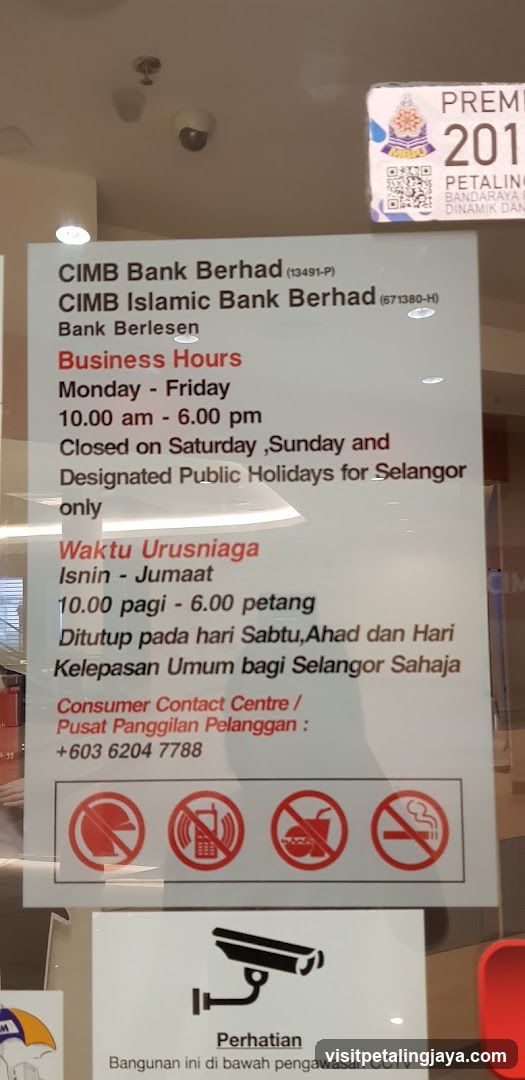 CIMB Bank Business Hours Sign