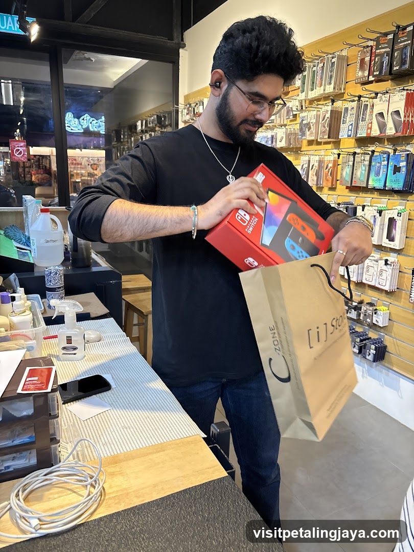 Customer in electronics store