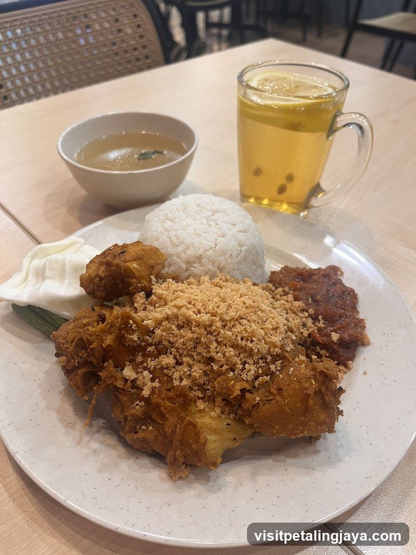 Fried Chicken Meal with Soup and Drink