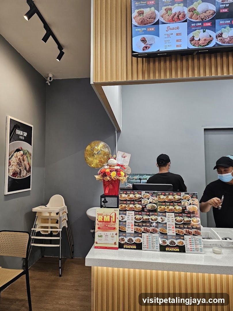 Restaurant Interior with Menu Displays