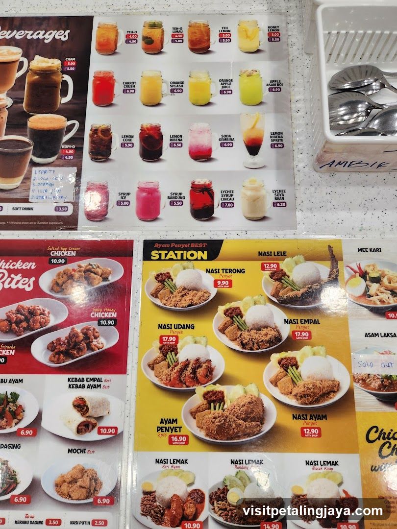 Beverages and Food Menu