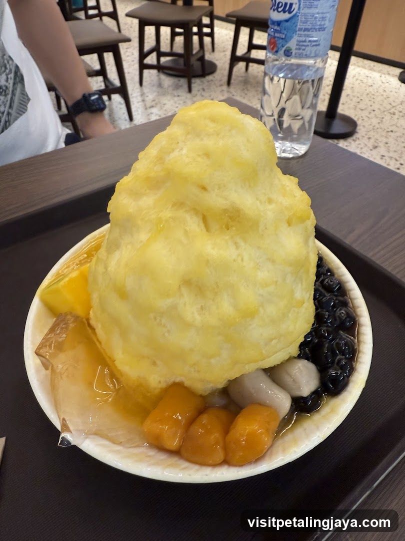 Mango shaved ice dessert