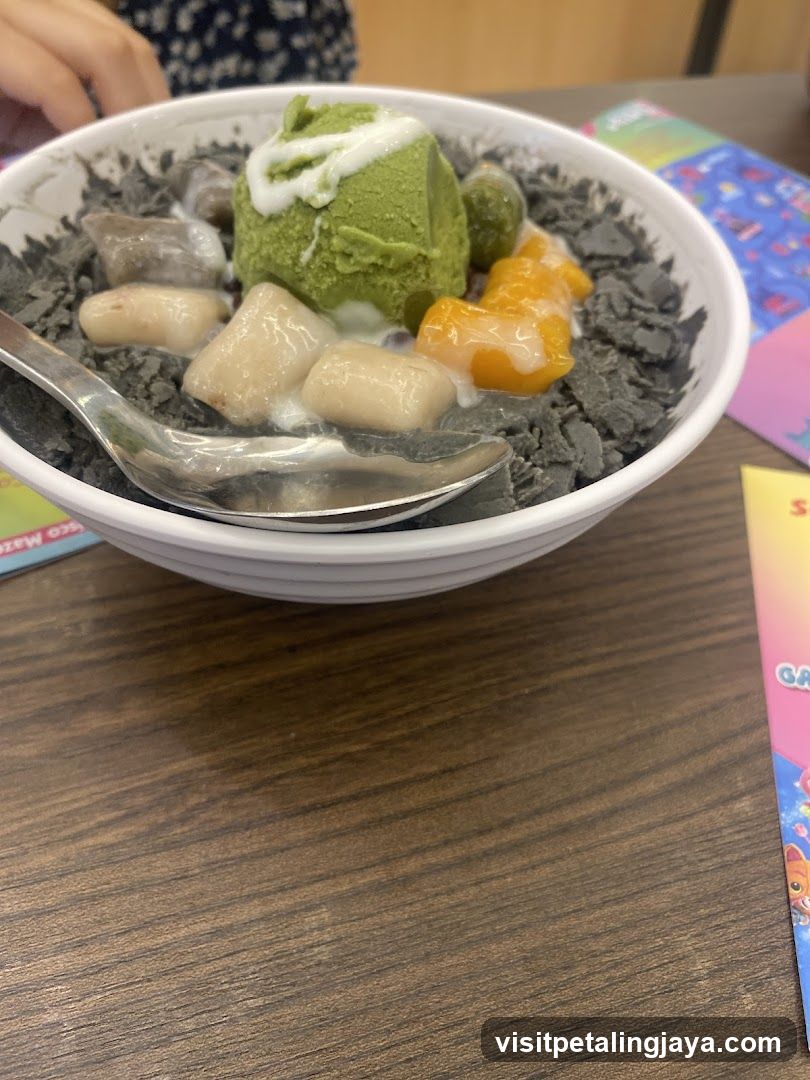 Dessert with Green Tea Ice Cream and Toppings