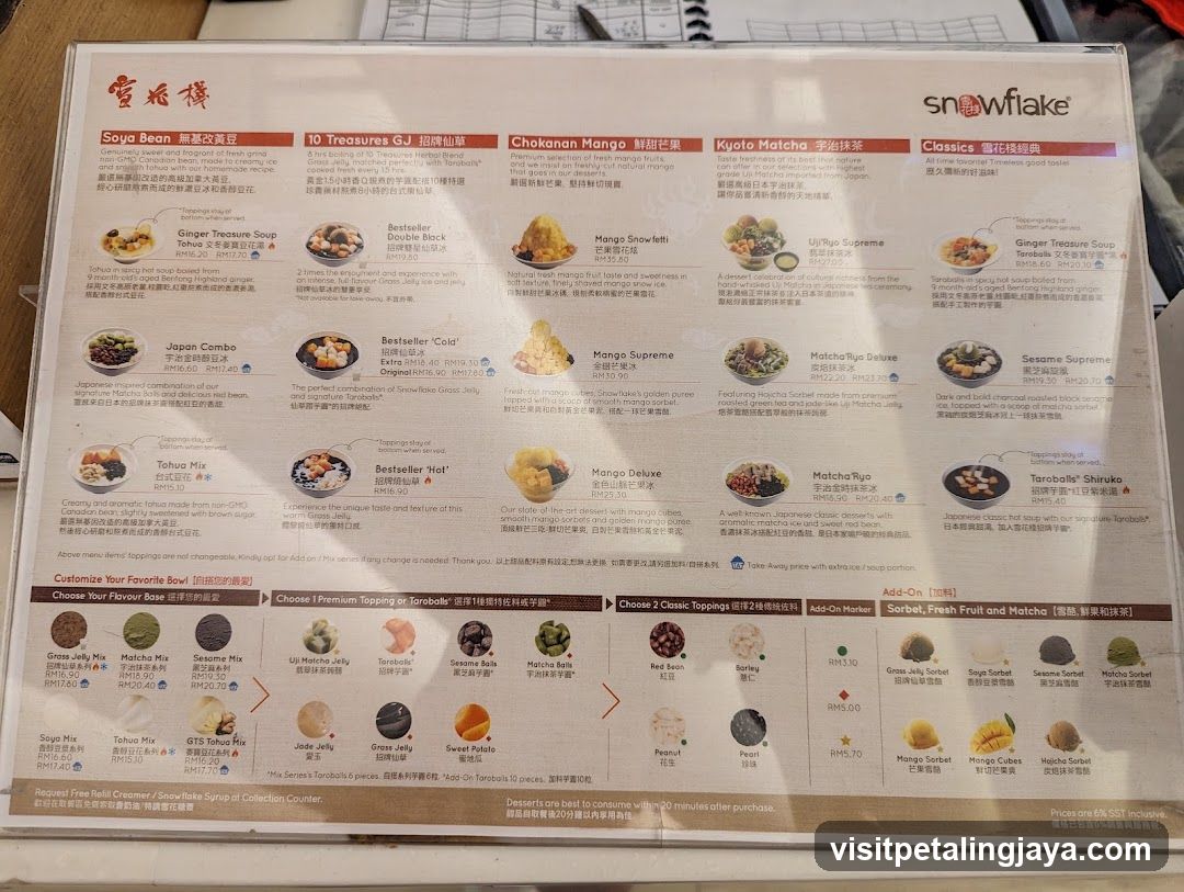 Snowflake Menu