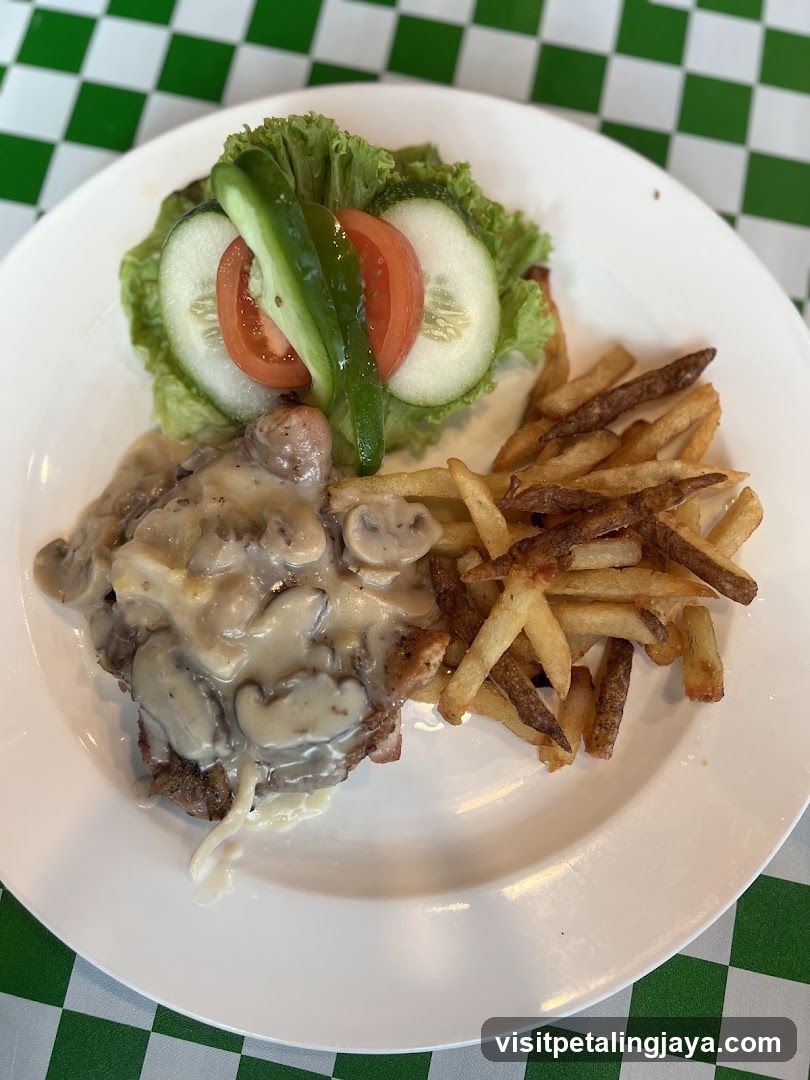 Steak with Mushrooms and Fries