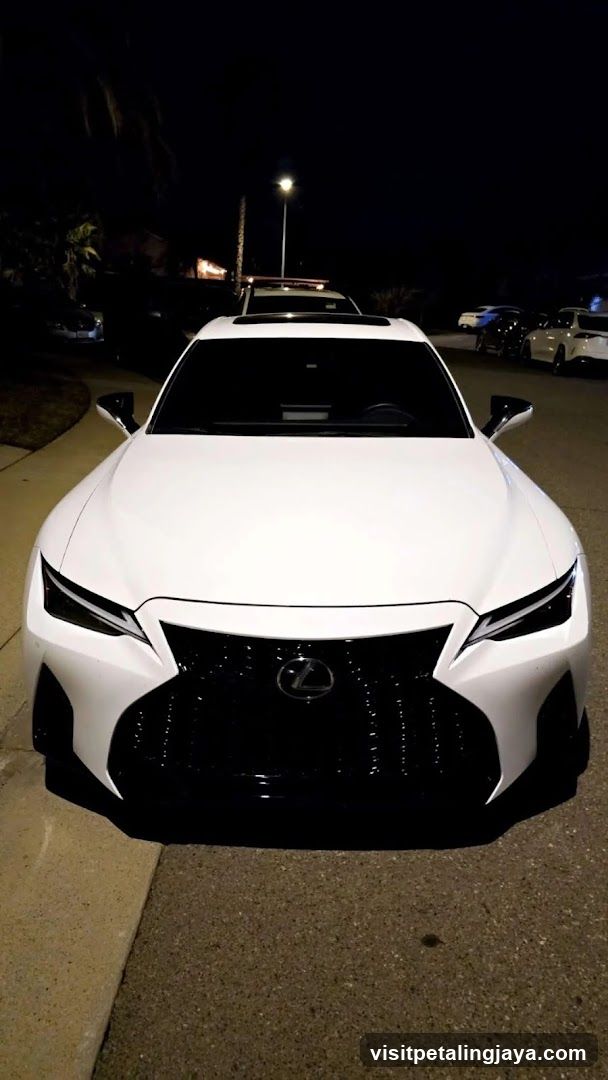 White Lexus Sedan at Night