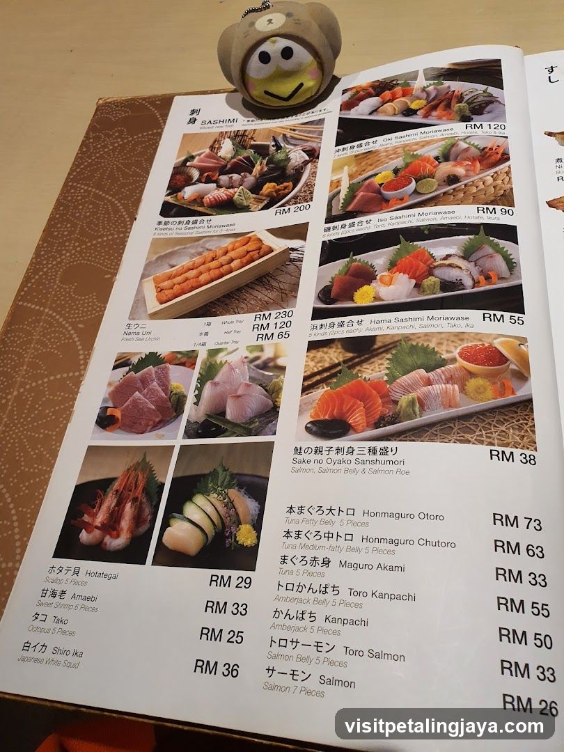 SASHIMI Menu