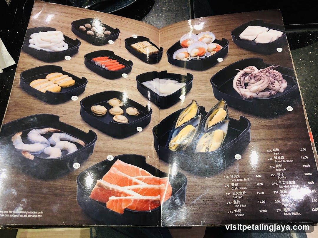 Seafood and Meat Menu