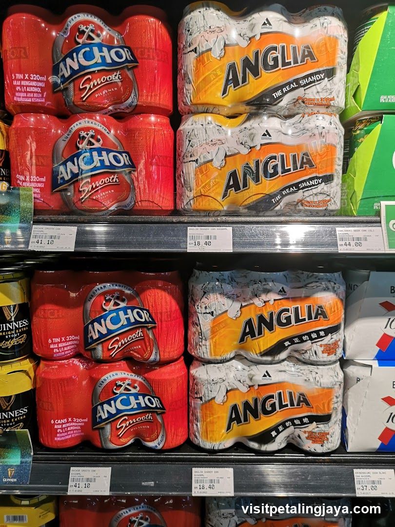 Canned Beverages on Shelves