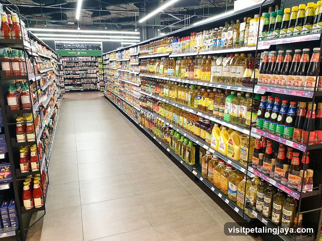 Supermarket Aisle with Condiments and Oils