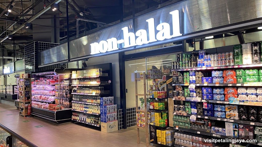 Supermarket aisle with beverages