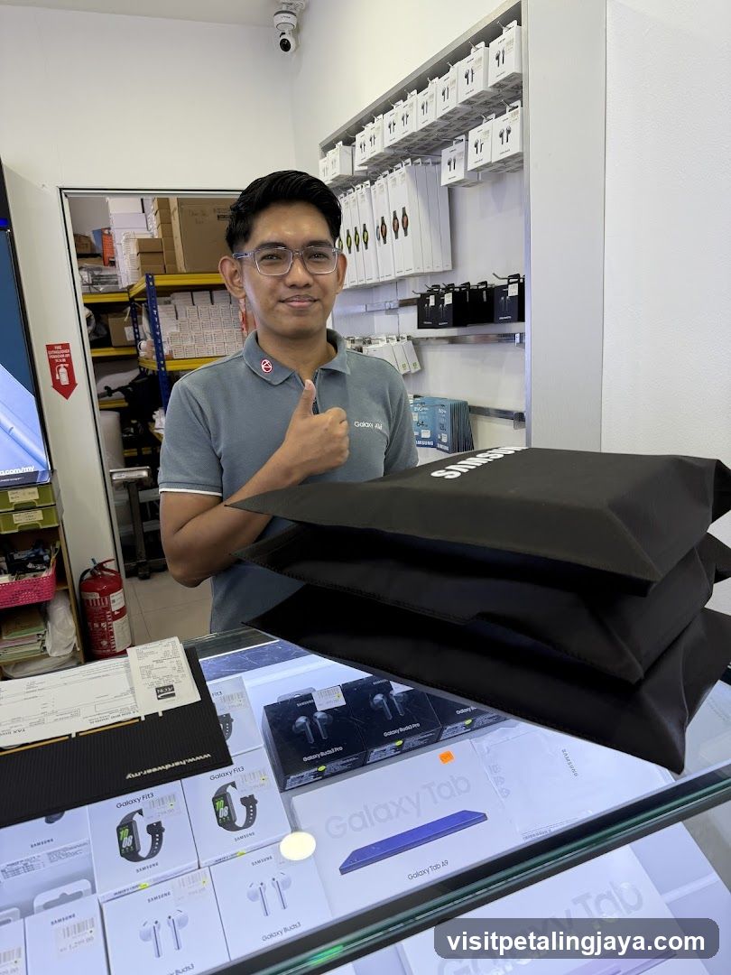 Man in a store with Samsung products