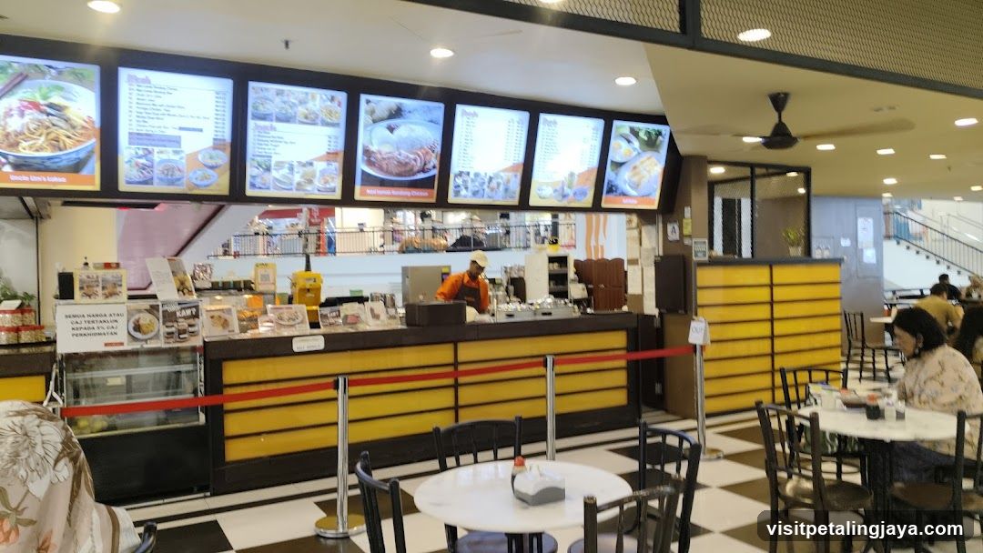 Food court counter with menu boards