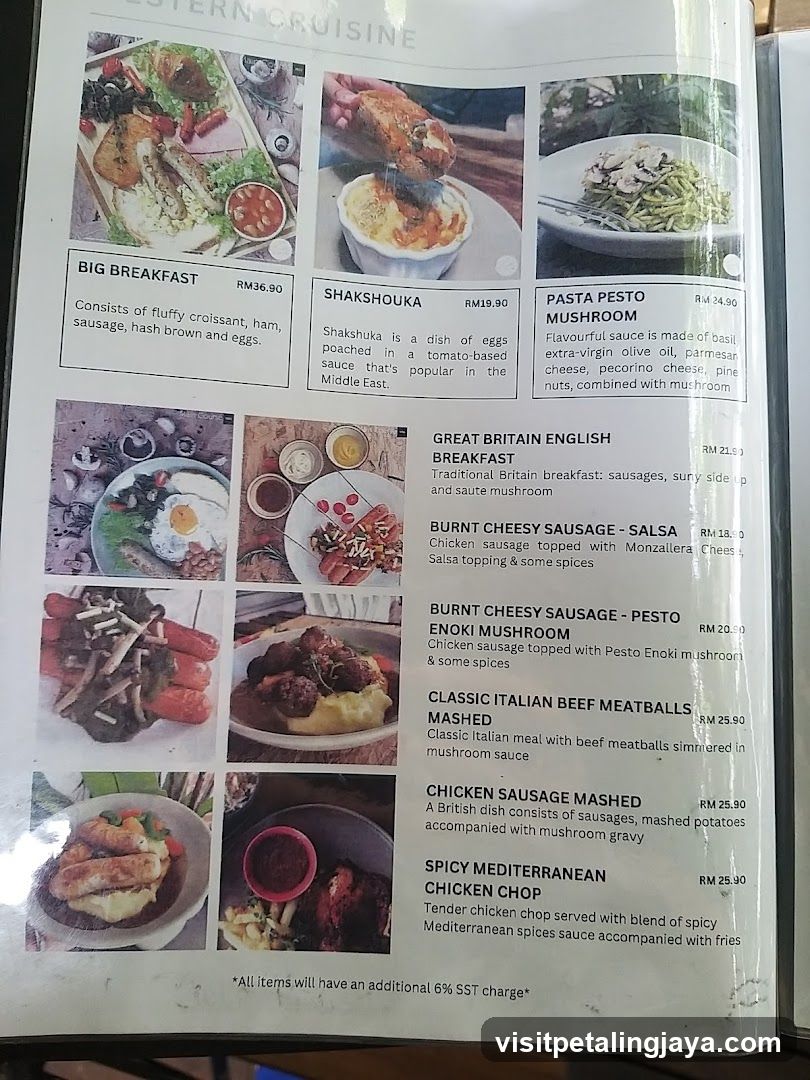 Western Cuisine Menu