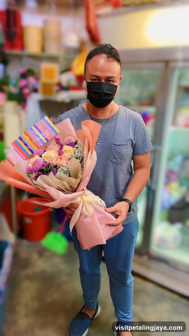 Man Holding Flower Bouquet