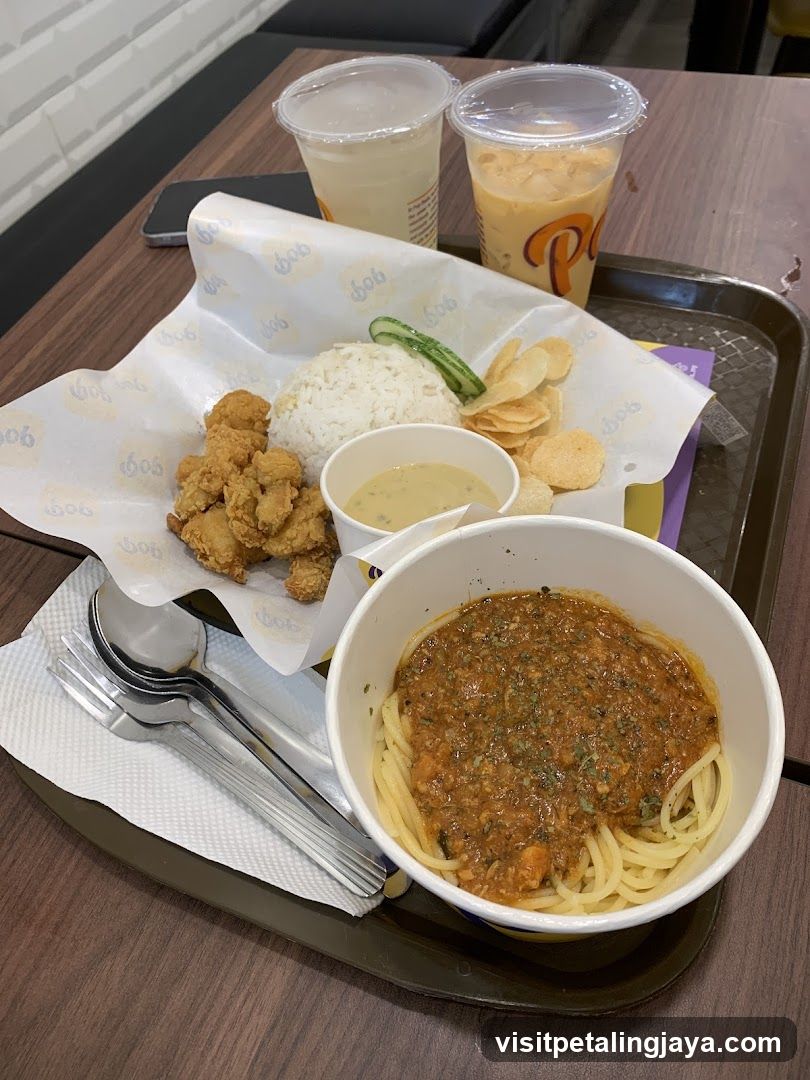 Spaghetti and Fried Chicken Meal