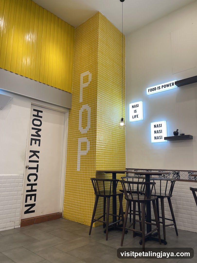 Restaurant Interior with Neon Signs