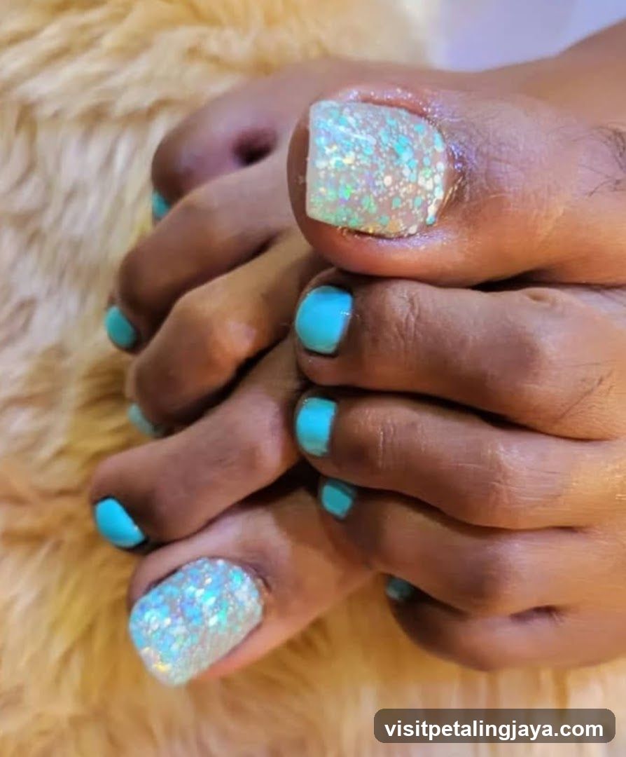 Pedicure with Glitter Accents