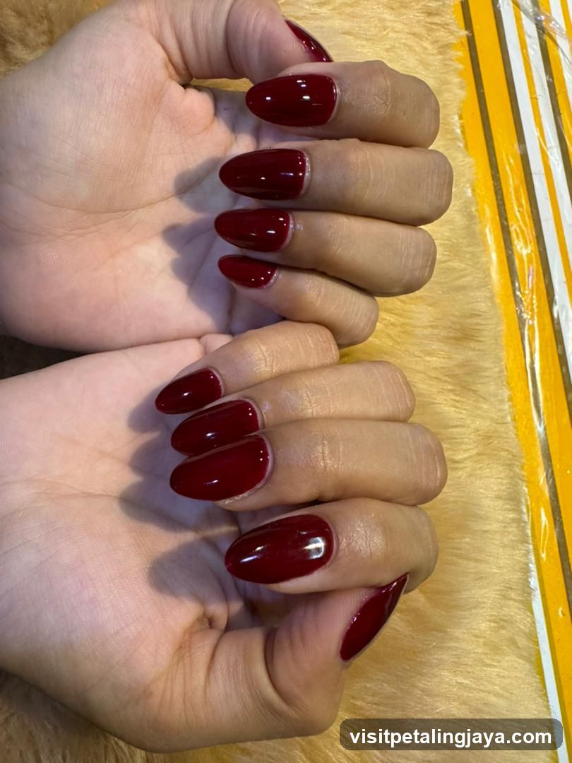 Dark Red Almond Nails