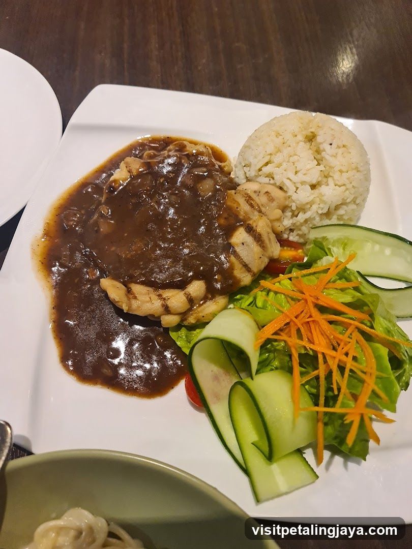 Chicken Steak with Rice and Salad
