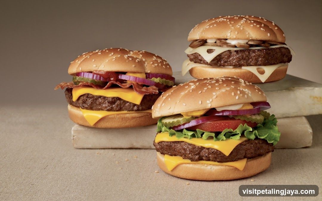 Cheeseburgers on Stone Blocks
