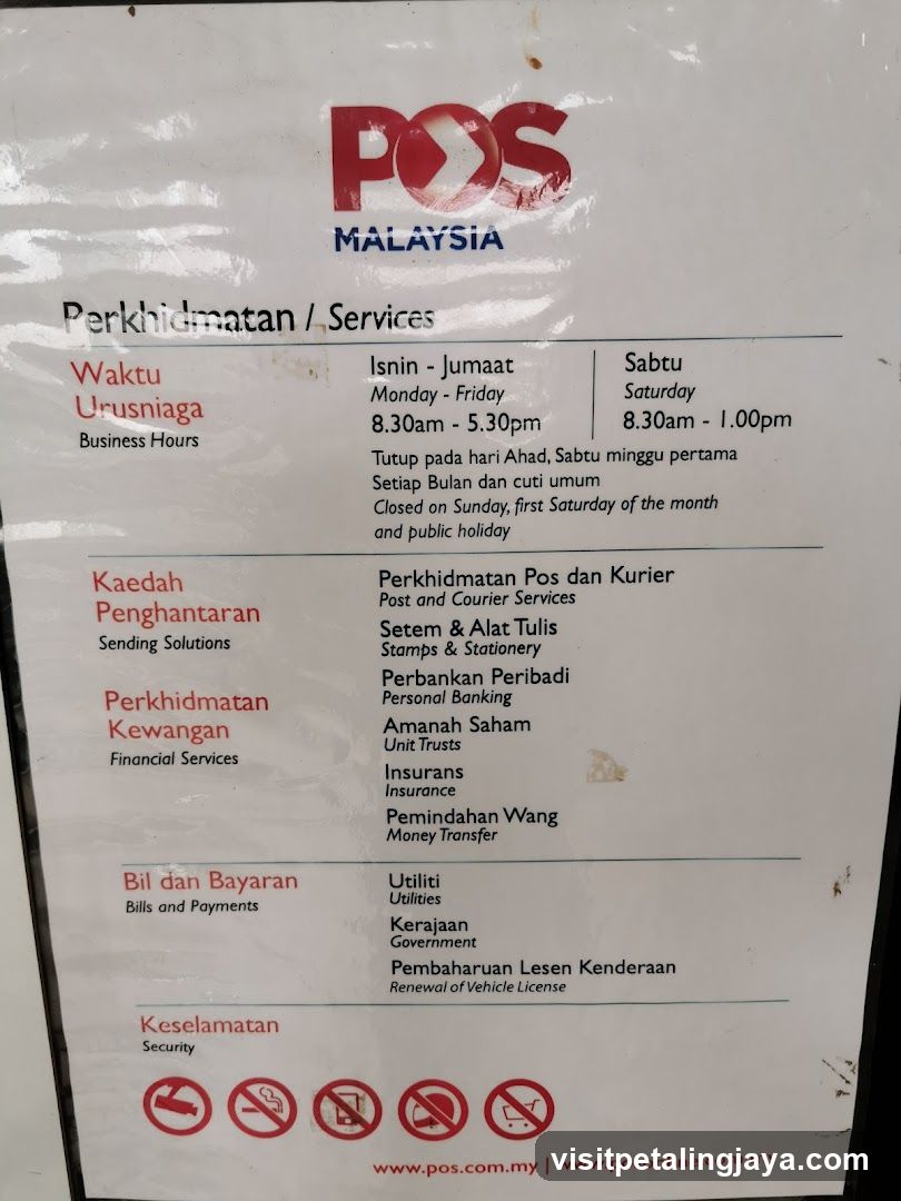POS Malaysia Services Menu