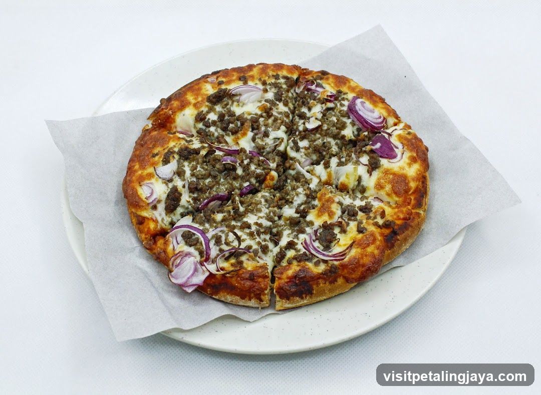 Pizza with Ground Meat and Red Onion