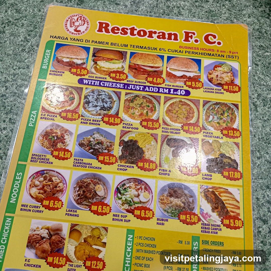 Restoran F. C. Menu