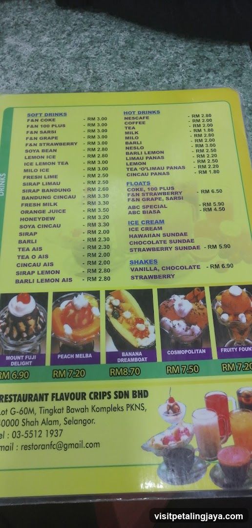 Restaurant Flavour Crisps Sdn Bhd Menu
