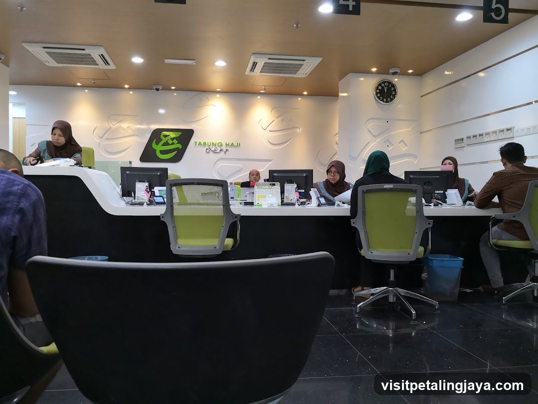 Bank Interior with Staff and Customers