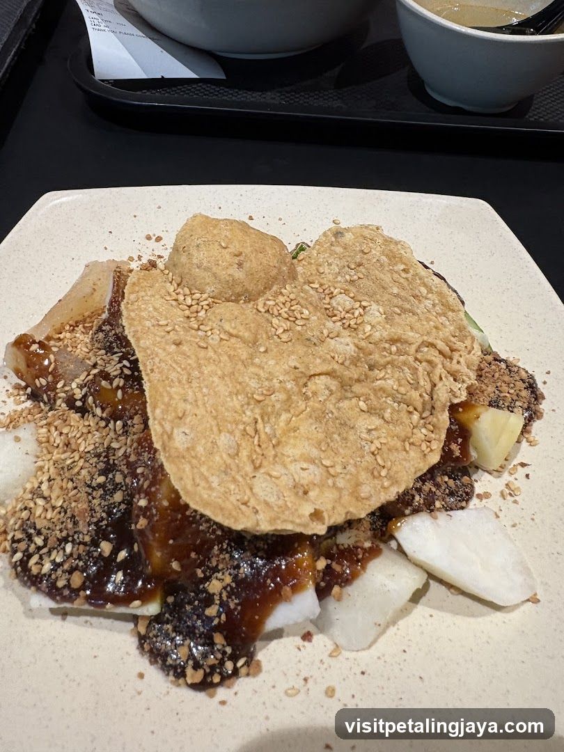 Sesame Crusted Dish with Sauce and Toppings