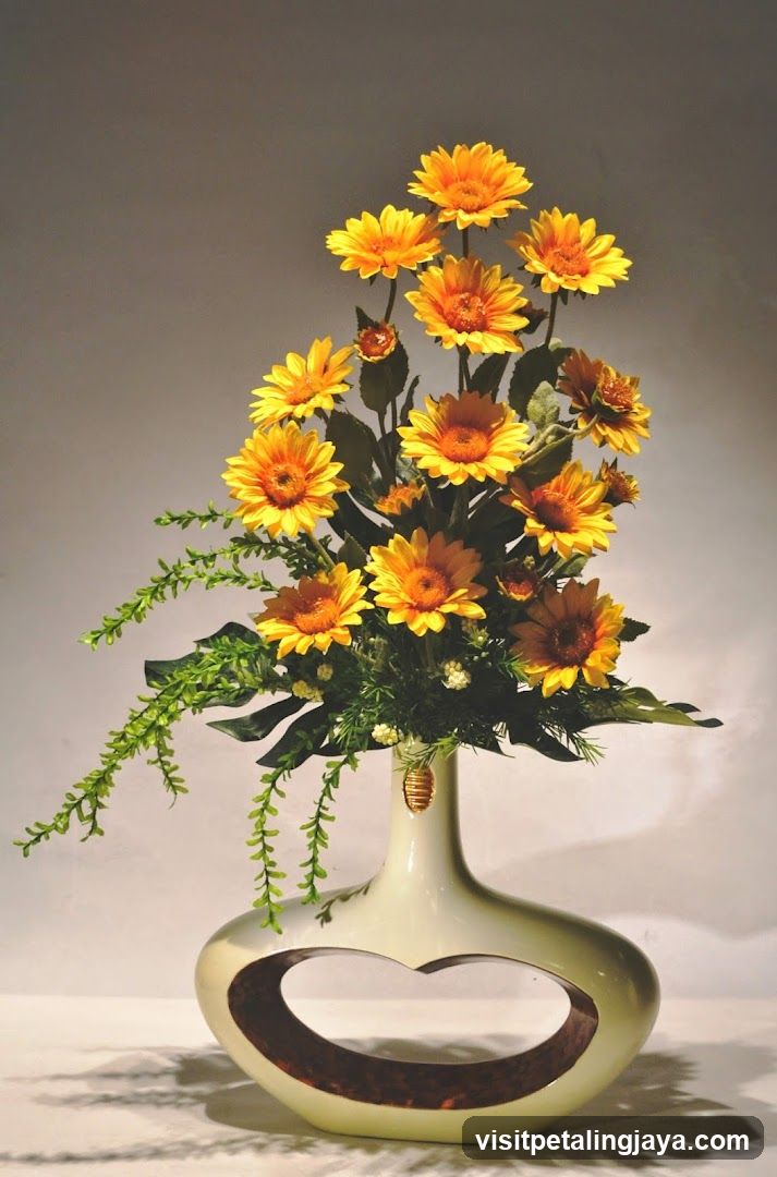 Sunflower Bouquet in Heart-Shaped Vase