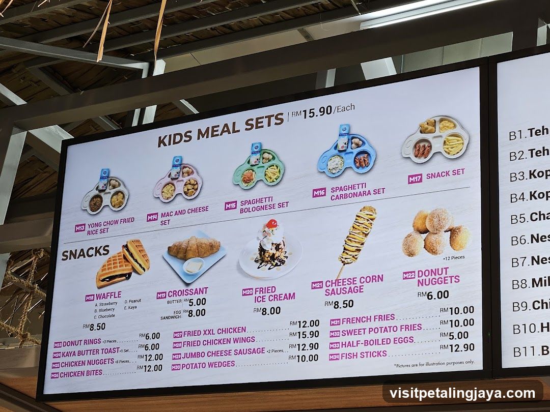 Kids Meal Sets and Snacks Menu