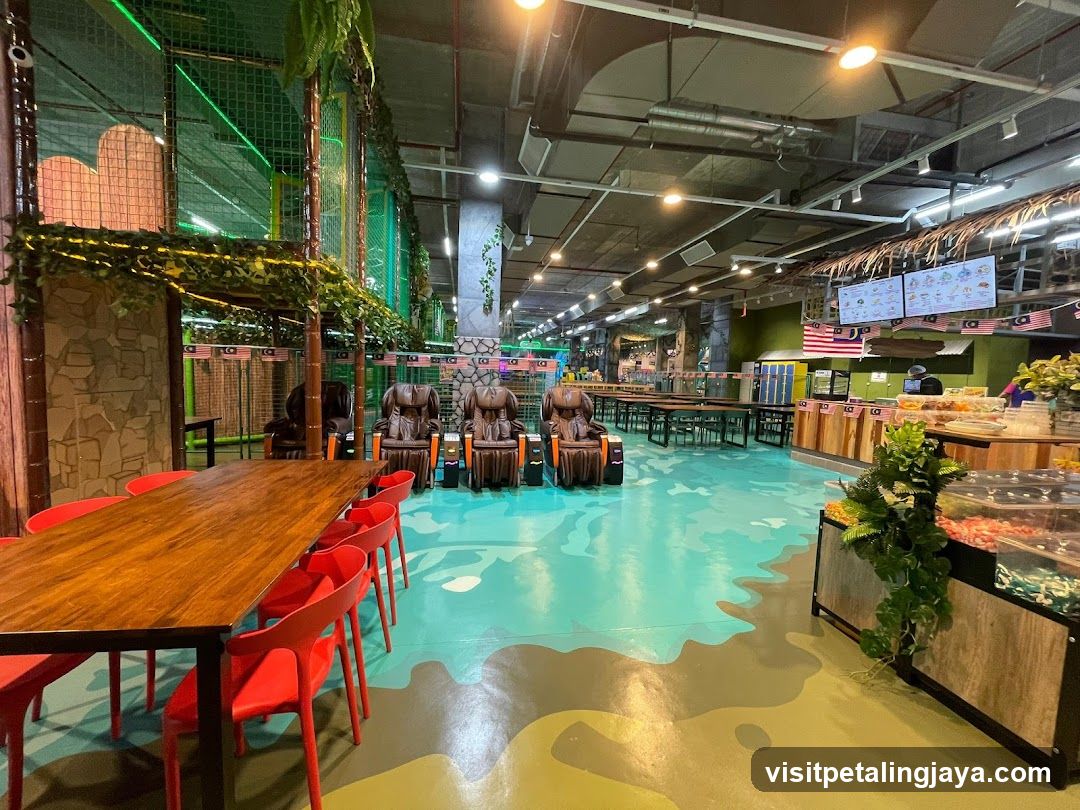 Indoor Entertainment Center with Dining Area