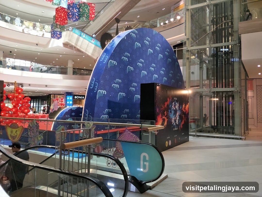 Mall interior with festive decorations