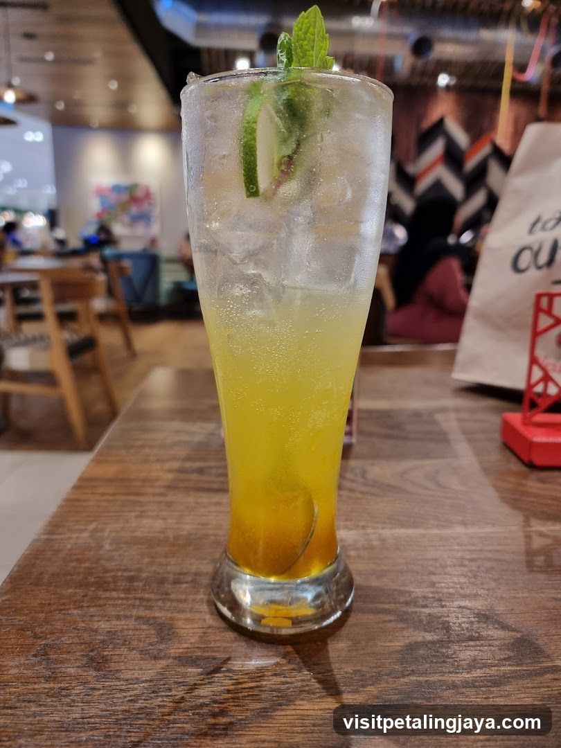 Yellow Drink with Mint and Lime