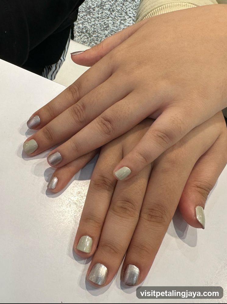Two hands with manicured nails