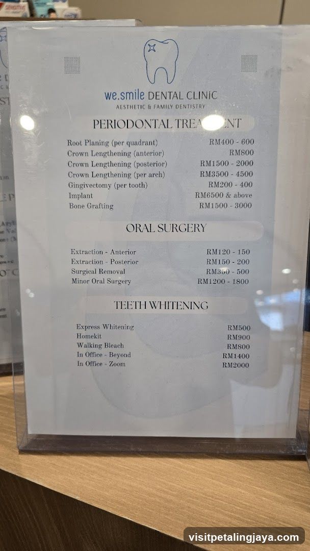 we.smile DENTAL CLINIC Price List