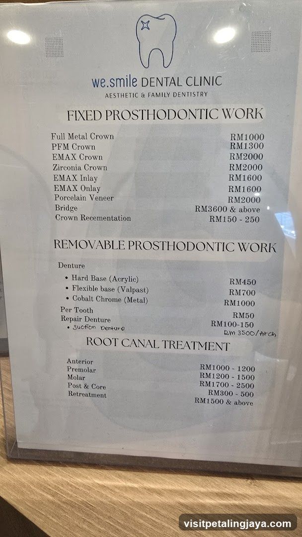 we.smile DENTAL CLINIC Price List